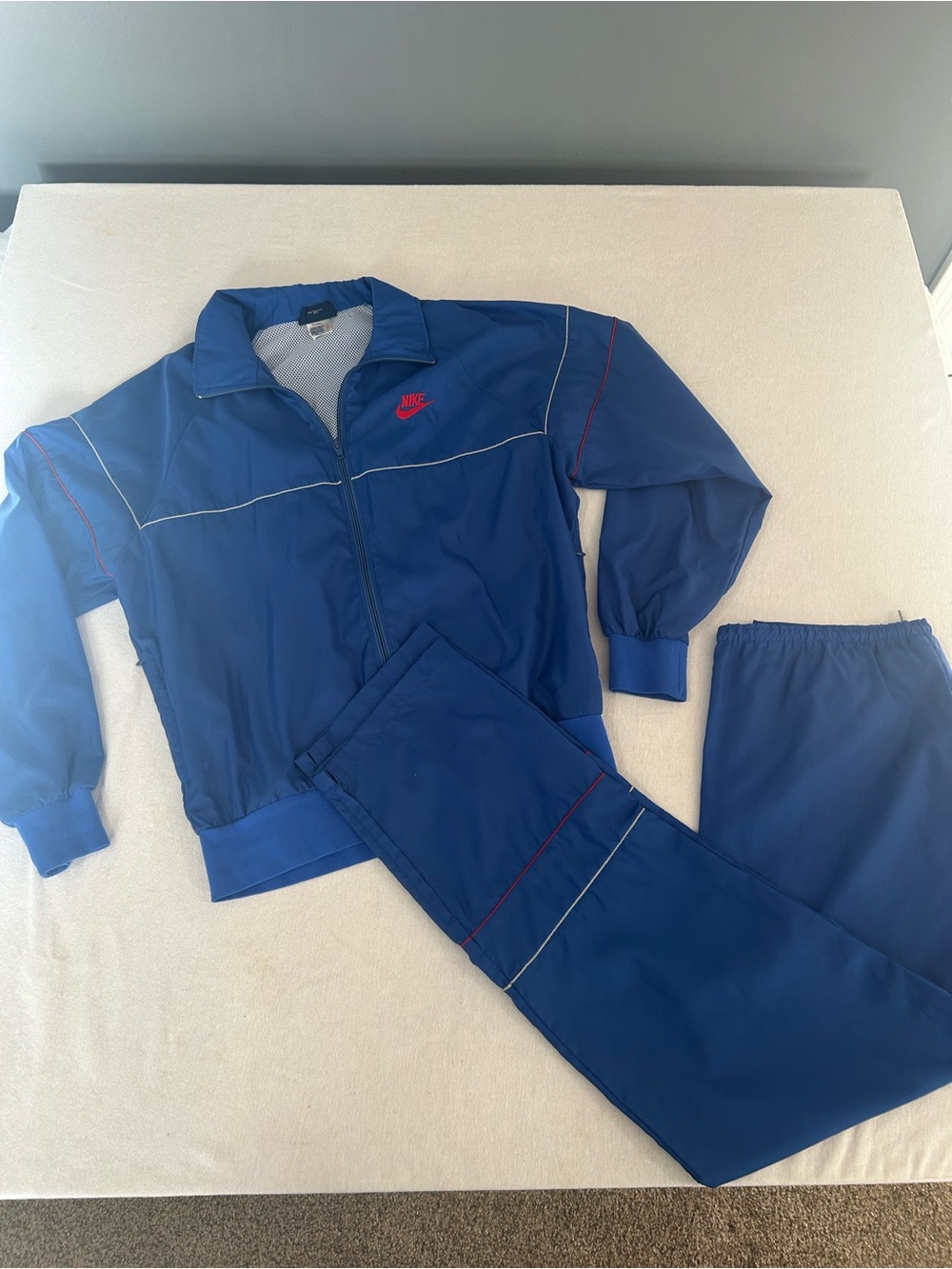 Nike 80s vintage track Set, blue with Red Logo
